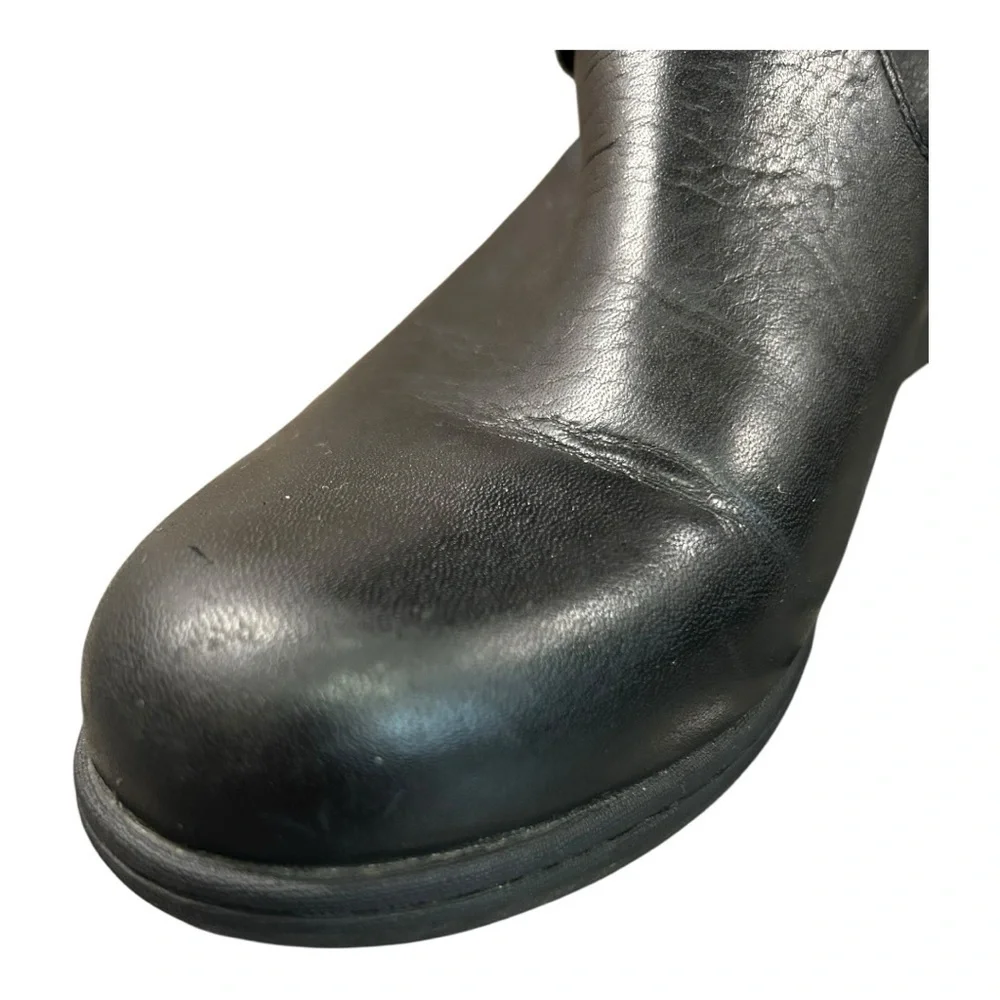BOGS Cassie Black Leather Low Slouchy Buckle Slip On Ankle Riding Boots Size 11 - Picture 4 of 13